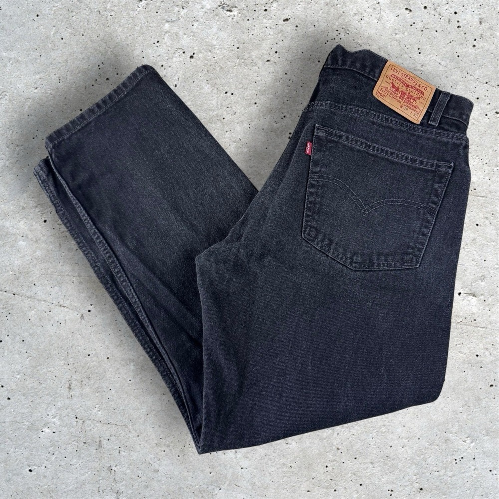 Vintage Levis Jeans Measure 36x30 Black 505 Reg Straight Fit 90s Distressed US